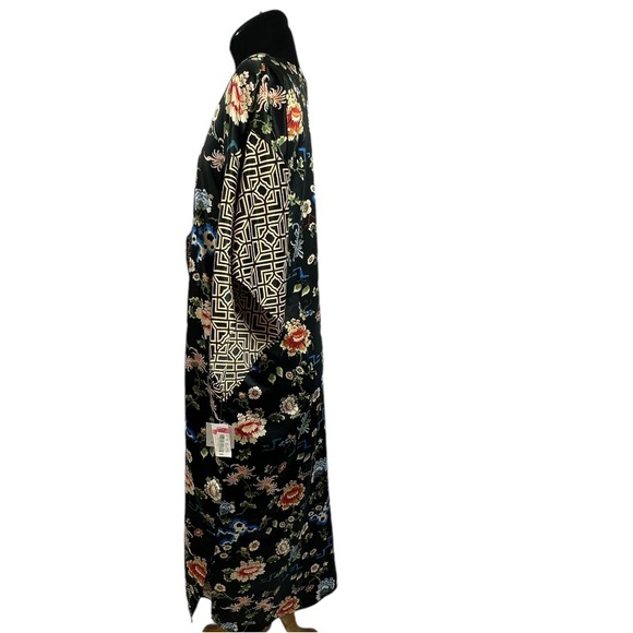 NWT Natori Black Floral Zip Caftan, Size M - Picture 8 of 13
